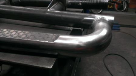 Full custom Rocksliders with checker plate grafted into pipe work.                      